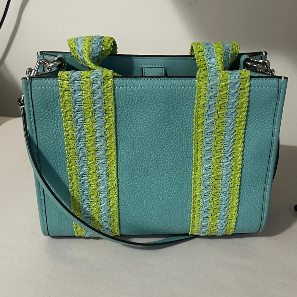 Coach Aqua and Lime Women's‎ Satchel - Picture 4 of 8